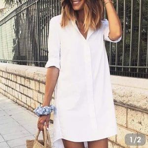 Short Sleeve White Shirt Dress